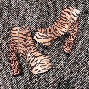 Lemon drop animal print heels